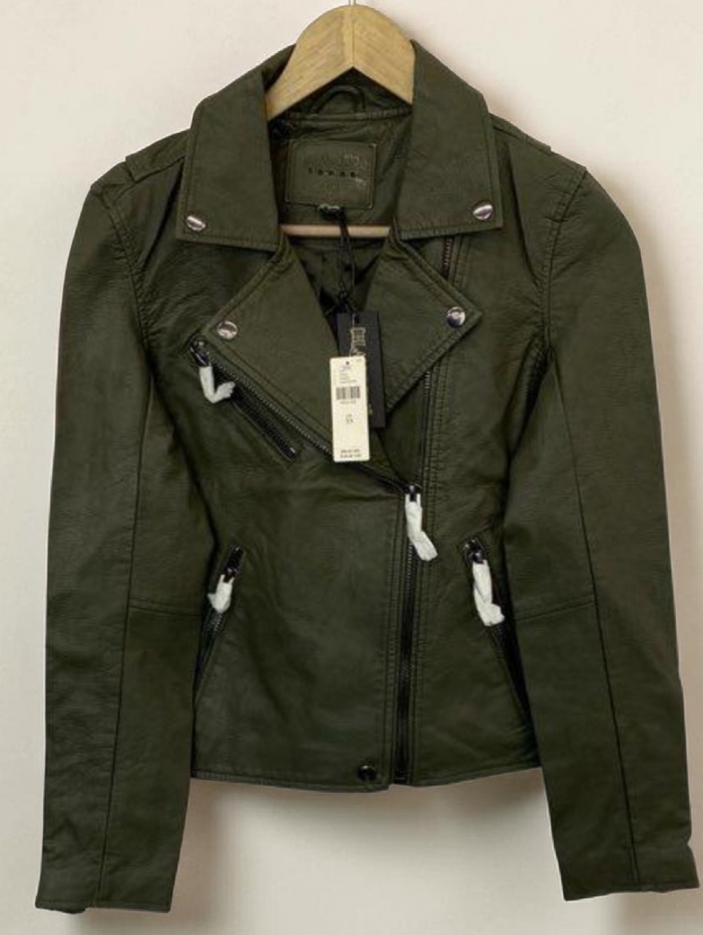 Blank NYC Olive Green Faux Leather Moto Jacket NWT